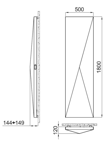 Grzejnik Elektryczny Polygon Pionowy Wys 1800 Szer 500 Moc 750