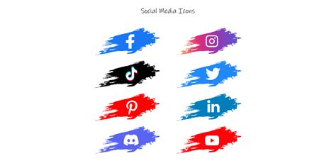 Social Media Icons With Watercolor Brush Figma