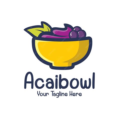 Açaí No Modelo De Design De Logotipo De Tigela Vetor Premium