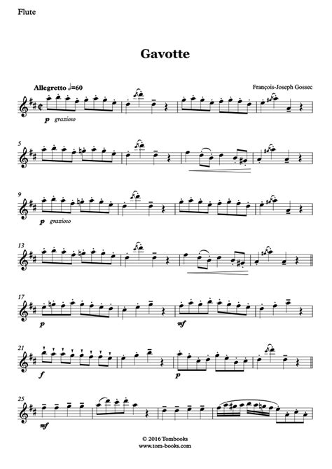 Gavotte in D major (Gossec) - Flute Sheet Music