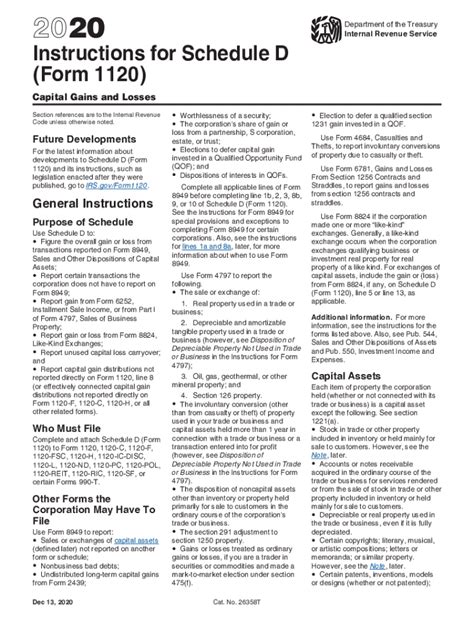 Fillable Online Instructions For Schedule D Form