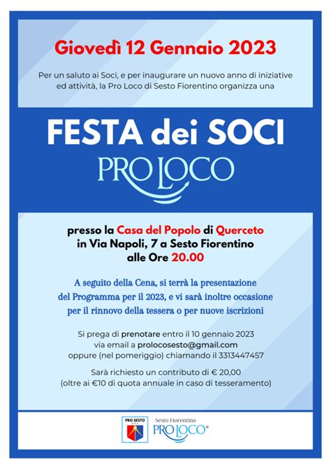 Festa Dei Soci Pro Loco Pro Loco Sesto