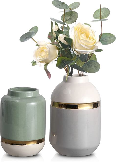 Amazon De Teresa S Collections Moderne Keramik Vase In Hellgrau