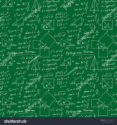 Handwritten Trigonometric Vector Seamless Pattern Hand Stock Vector