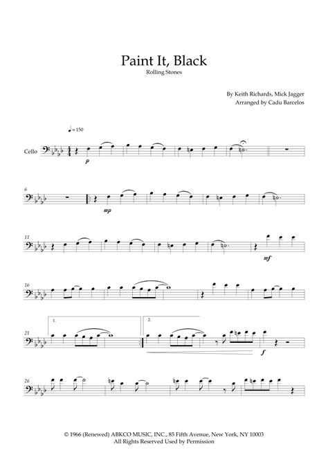 Paint It Black Arr Cadu Barcelos By Rolling Stones Sheet Music For