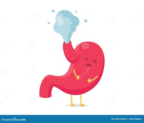 Cute Cartoon Stomach Character Fart Digestive System Bloating Vector