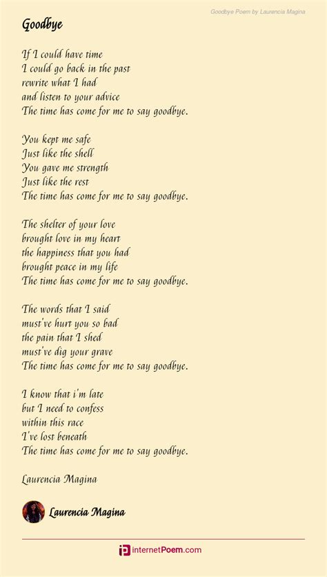 goodbye poem  laurencia magina