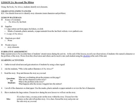 Re Read The Mitten Lesson Plan For 2nd 4th Grade Lesson Planet