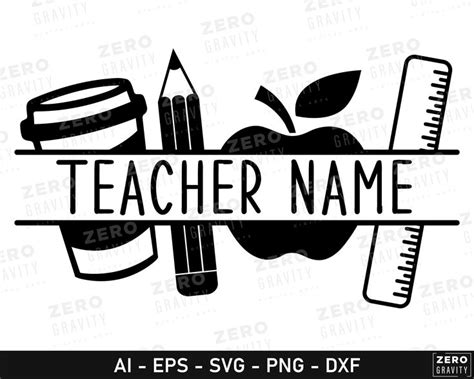 Custom Teacher Svg Teacher Name Svg Printable Teacher Name Png