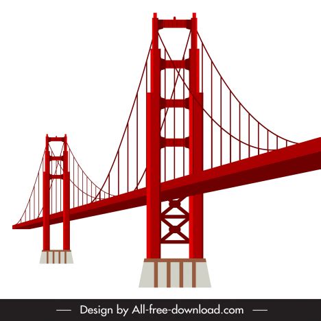 Golden gate bridge icon modern 3d outline vectors stock in format for ...