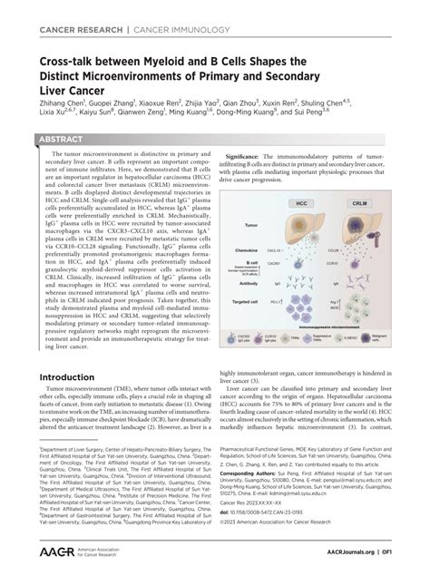 PDF Cross Talk Between Myeloid And B Cells Shapes The Distinct