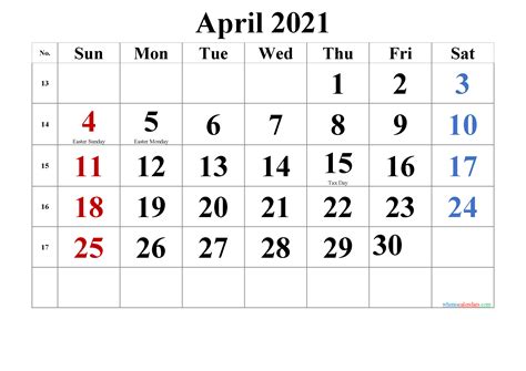 April 2021 Calendar With Holidays Printable Template Business Format