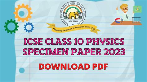 Icse Physics Specimen Paper Cisce Class Physics Sample Paper