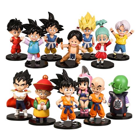 13 unids set dragon ball z goku broly vegeta buu figura de acción