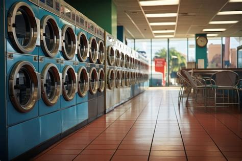 Premium Photo Laundry Washing Machines In A Row Agenerative Ai