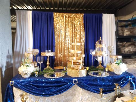 Royal Blue And Gold Sweet 16 Decorations - DECORHJ