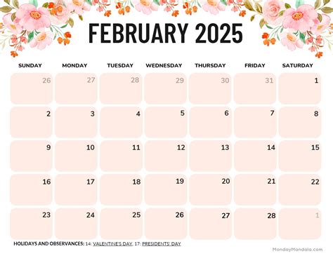 Printable Calendar February Portrait Calendar Kimmi Mirella