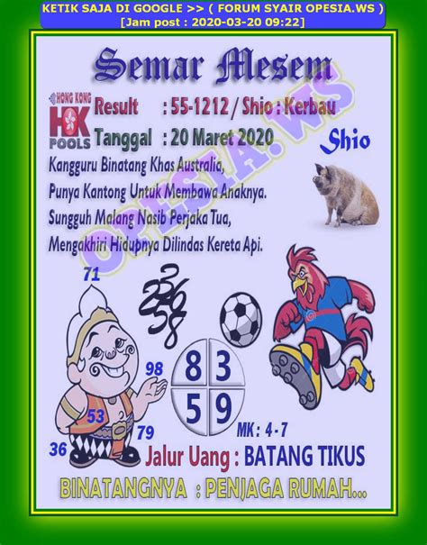 Sentana Hk 20 Maret 2022 Syair HK