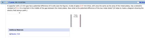 Solved A Capacitor With A Mm Gap Has A Potential Chegg