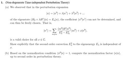 Solved 1 Non Degenerate Time Independent Perturbation