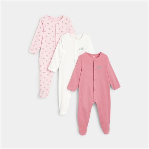 Dors bien jersey de coton cerises lot de 3 rose naissance Okaïdi