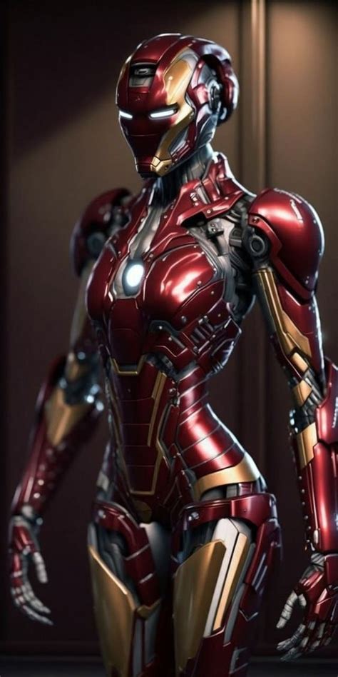 An Iron Man Standing In Front Of A Door