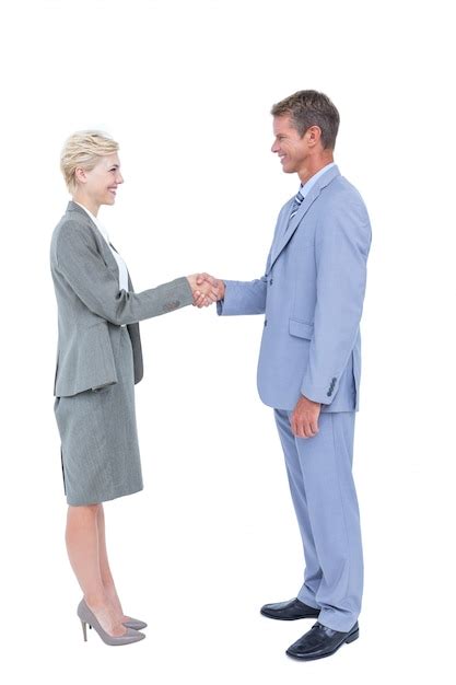 Premium Photo Smiling Business People Shaking Hands