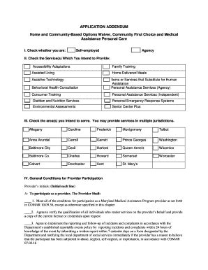 Fillable Online Mmcp Dhmh Maryland CFC Provider Application Fax Email