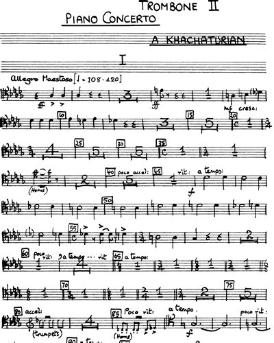 Piano Concerto In D Flat Op Trombone Sheet Music By Aram