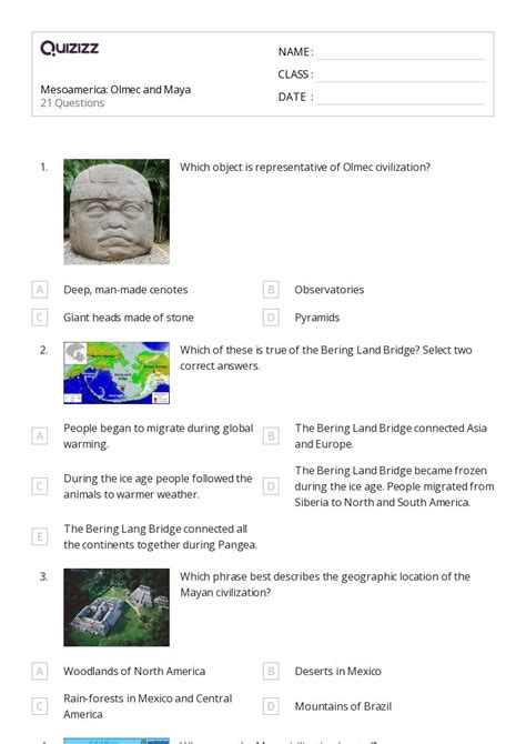 Maya Civilization Worksheets For Th Class On Quizizz Free