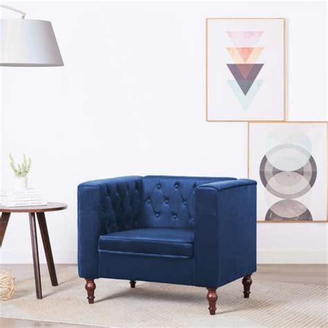 Fauteuil Capitonn En Velours Hommage Au Design Chesterfield Bleu