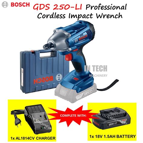 Bosch Gds250 Li Professional Cordless Impact Wrench 1x Al1814cv And 1x