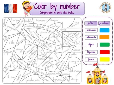 French Color By Number Printables