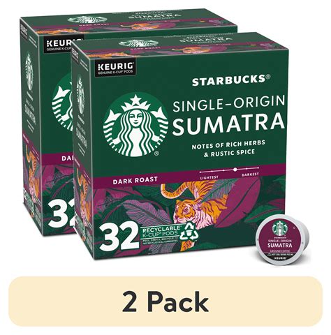 Pack Starbucks Sumatra Dark Roast K Cup Coffee Pods Arabica