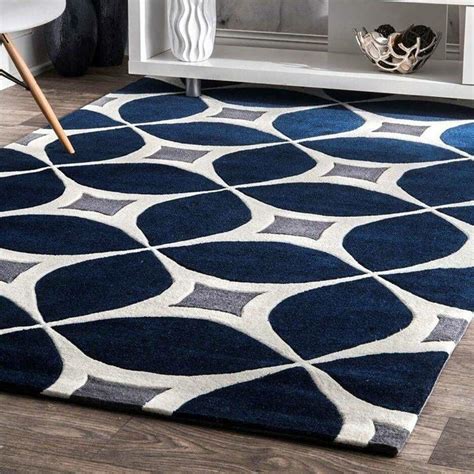 Navy Blue Circles Rug - Nouqoush