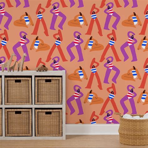 Beach Girl In Bikini On Sand Wallpaper Spoonflower