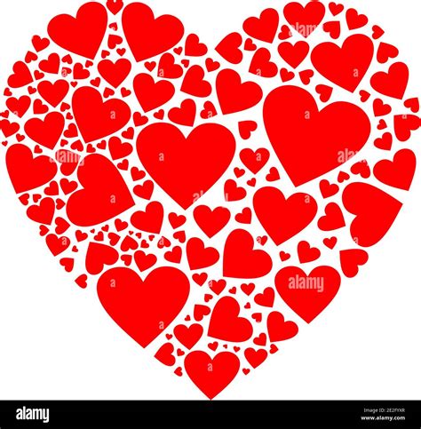 Heart Shape Silhouette Vector With Red Hearts Inside Valentine´s Day