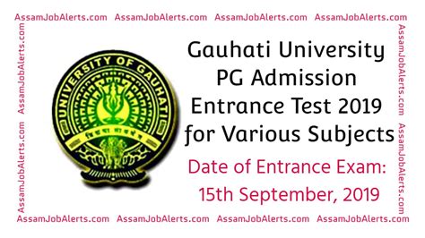 Gauhati University Pg Admission Entrance Test For Various Subjects