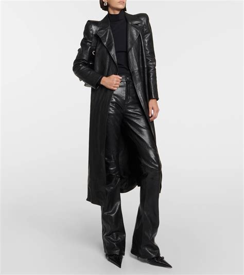 Balenciaga Leather Trench Coat Reversible