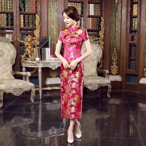 Xangai Hist Ria Senhoras Longo Cheongsam Qipao Vestido Tradicional