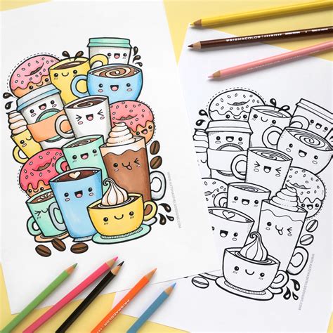 Kawaii Coffee Free Colouring Page Cute Doodle Art Doodle Art Images