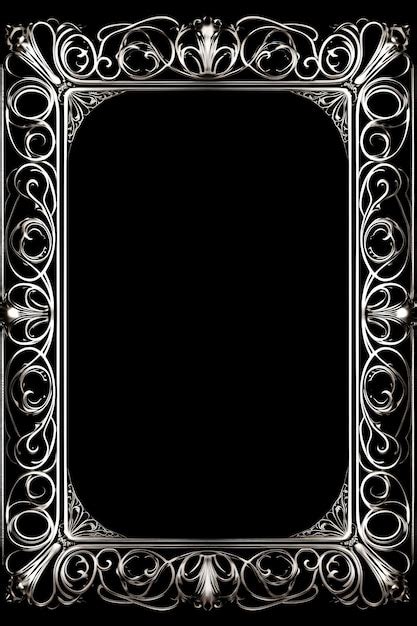 Premium Photo A Black And White Ornate Frame On A Black Background