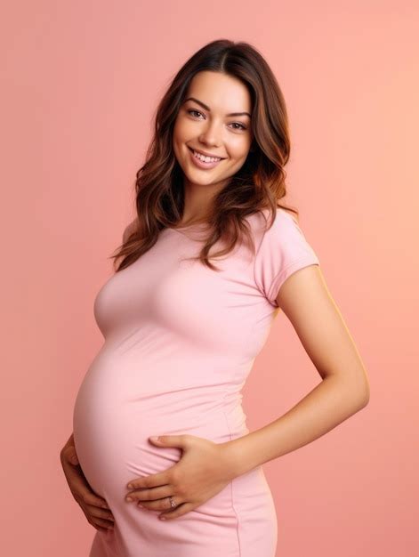 Premium Ai Image Portrait Of A Happy Pregnant Woman Touching Her Belly