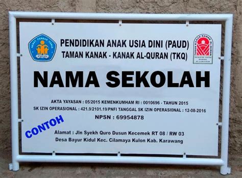 Ukuran Papan Nama Sekolah Tk Rawamangun Imagesee