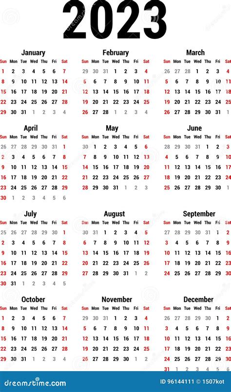 Calendario Para 2023 Ilustración Del Vector Ilustración De Meses 0ef