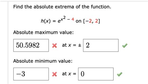 Solved Find The Absolute Extrema Of The Function H X Ex2