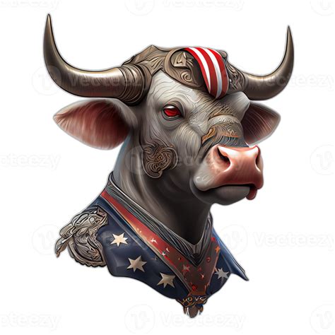 American Patriot Bull Cow Buffalo Artwork Illustration Vector Graphic America Patriotism