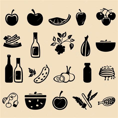 Premium Vector | Food set black silhouette vector Clip art