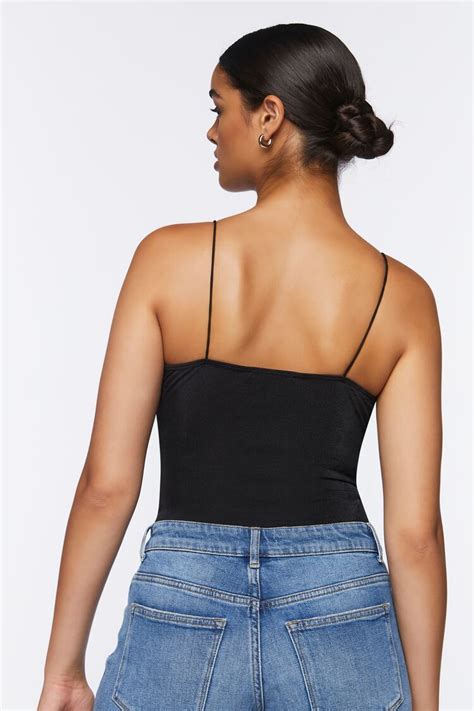 Forever 21 Mesh Ruched Cami Bodysuit Black Forever21usa