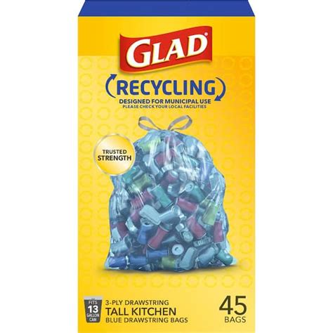 Glad Recycling Gal Blue Tall Drawstring Kitchen Trash Bags